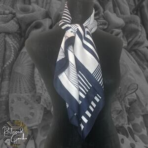 Navy and White Striped Scarf